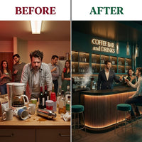 Nocturne Caffè & Cocktails Pro Home Bar by Lumenhaus — Before & After