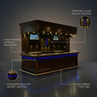 Orion Luxe LED Mahogany Home Bar — infographic