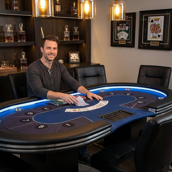 Professional Poker Table Built for Serious Play, 10 Player Capacity, Built-in Dealer Position, Steel Frame