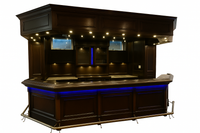Home Bar Crafted for Luxury Entertaining, Mahogany Finish, LED Lighting, Appliance Bays, Soft-Close Cabinets