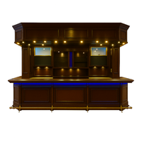 Home Bar Crafted for Luxury Entertaining, Mahogany Finish, LED Lighting, Appliance Bays, Soft-Close Cabinets