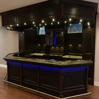 Home Bar Crafted for Luxury Entertaining, Mahogany Finish, LED Lighting, Appliance Bays, Soft-Close Cabinets