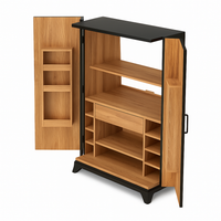 Home Bar Cabinet Built for Modern Entertaining, Solid Oak Construction, Multiple Storage Shelves, Vertical Bottle Slots