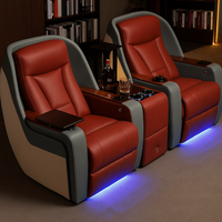 Home Theater Recliners Built for Ultimate Comfort, Italian Leather, LED Lighting, Wireless Charging